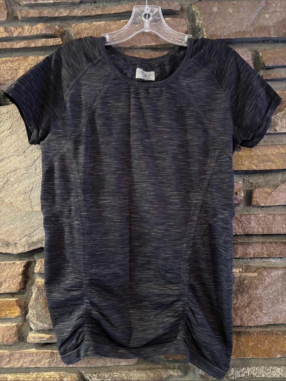 Athleta Black Space-Dye Short Sleeve Active Tee